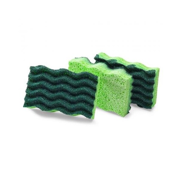 Libman Libman Commercial Baked-On & Tough Jobs Sponge, Light Green/ Dark Green -, PK8 1077 - main